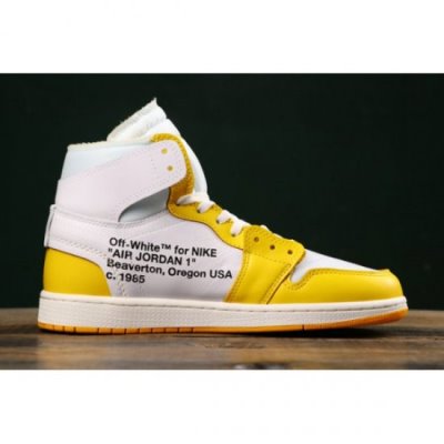 Nike Erkek Air Jordan 1 X Off-white Nrg Beyaz / Koyu Sarı Basketbol Ayakkabısı Türkiye - 1ICUQZF6